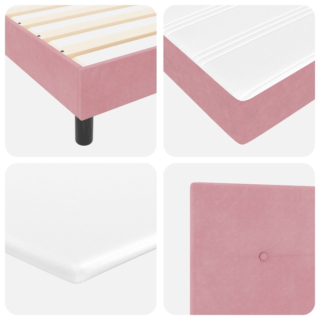 κρεβάτι box spring vidaXL με στρώμα ροζ 120x200 εκ. βελούδο
