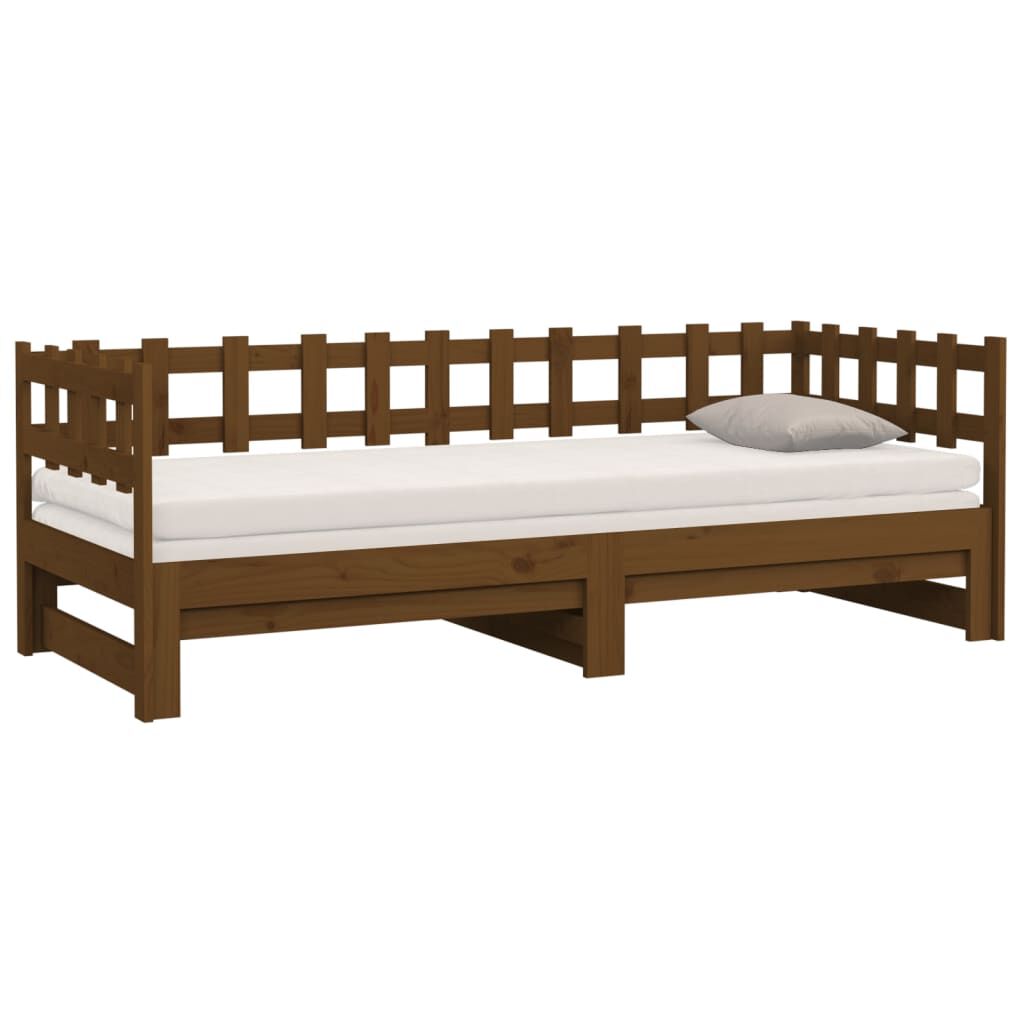 vidaXL Καναπές Κρεβάτι Συρόμενος Μελί 2x(90x190) εκ. Μασίφ Ξύλο Πεύκου