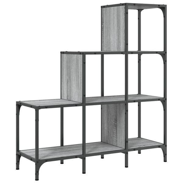 vidaXL Βιβλιοθήκη Γκρι Sonoma 92x30x102 εκ. Επεξεργ. Ξύλο & Μέταλλο