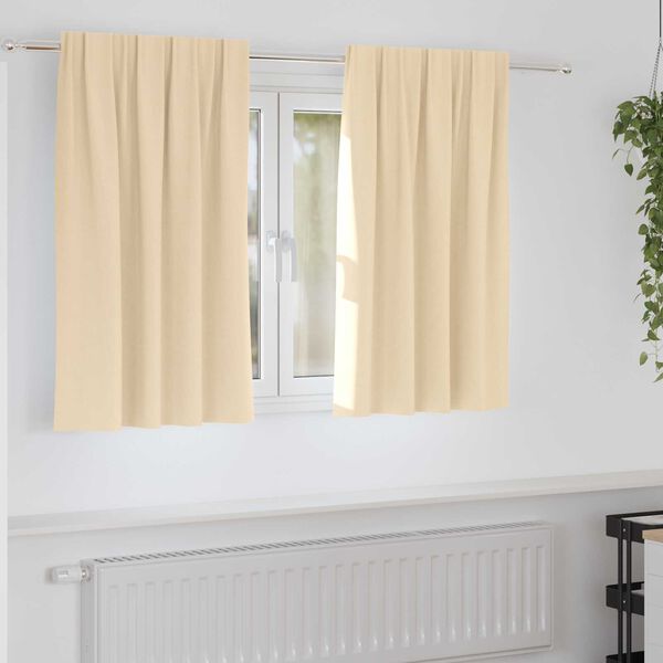 vidaXL Κουρτίνες με κουρτίνες 2 pcs Κρεμ 140 x 140 cm Πολυεστέρας