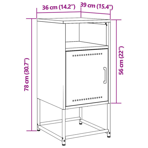 vidaXL Κομοδίνο Μαύρο 36x39x78 εκ. από Χάλυβα