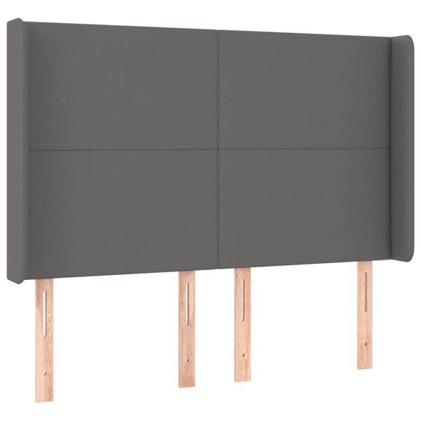 vidaXL Κρεβάτι Boxspring με Στρώμα & LED Γκρι 140x190 εκ. Συνθ. Δέρμα