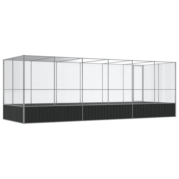 vidaXL Κλουβί με Επέκταση Ασημένιο 625x207x212 εκ. Ατσάλινο