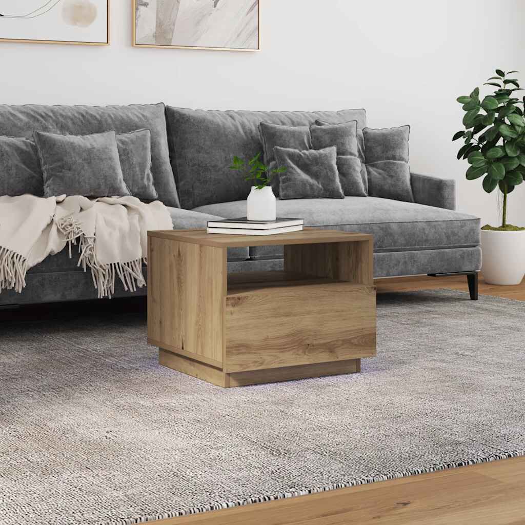 vidaXL Τραπεζάκι Σαλονιού με LED Artisan Δρυς 50x49x40 εκ.