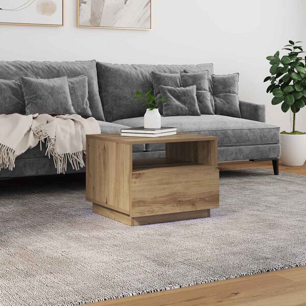 vidaXL Τραπεζάκι Σαλονιού με LED Artisan Δρυς 50x49x40 εκ.