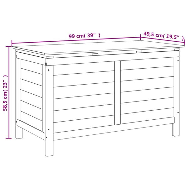 vidaXL Μπαούλο Αποθ. Κήπου Ανθρακί 99x49,5x58,5 εκ Μασίφ Ξύλο Ελάτης
