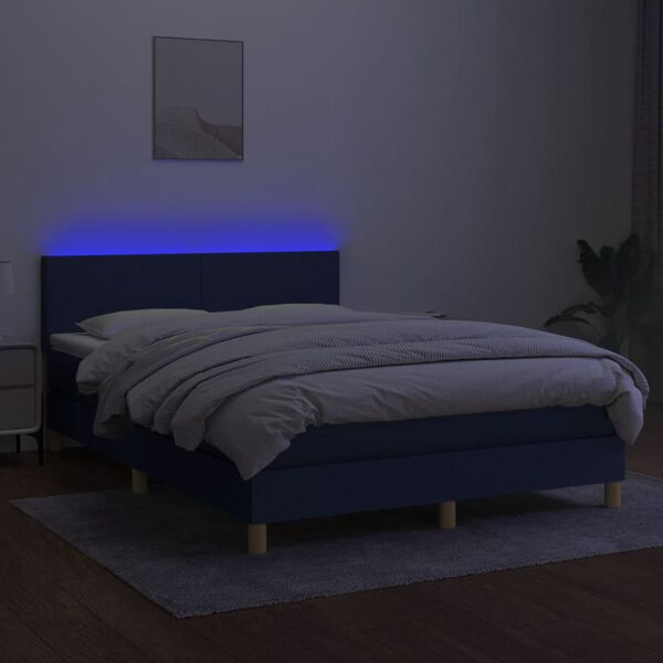 vidaXL &Kappa;&rho;&epsilon;&beta;ά&tau;&iota; Boxspring &mu;&epsilon; &Sigma;&tau;&rho;ώ&mu;&alpha; & LED &Mu;&pi;&lambda;&epsilon; 140x200 &epsilon;&kappa;. &Upsilon;&phi;&alpha;&sigma;&mu;ά&tau;&iota;&nu;&omicron;