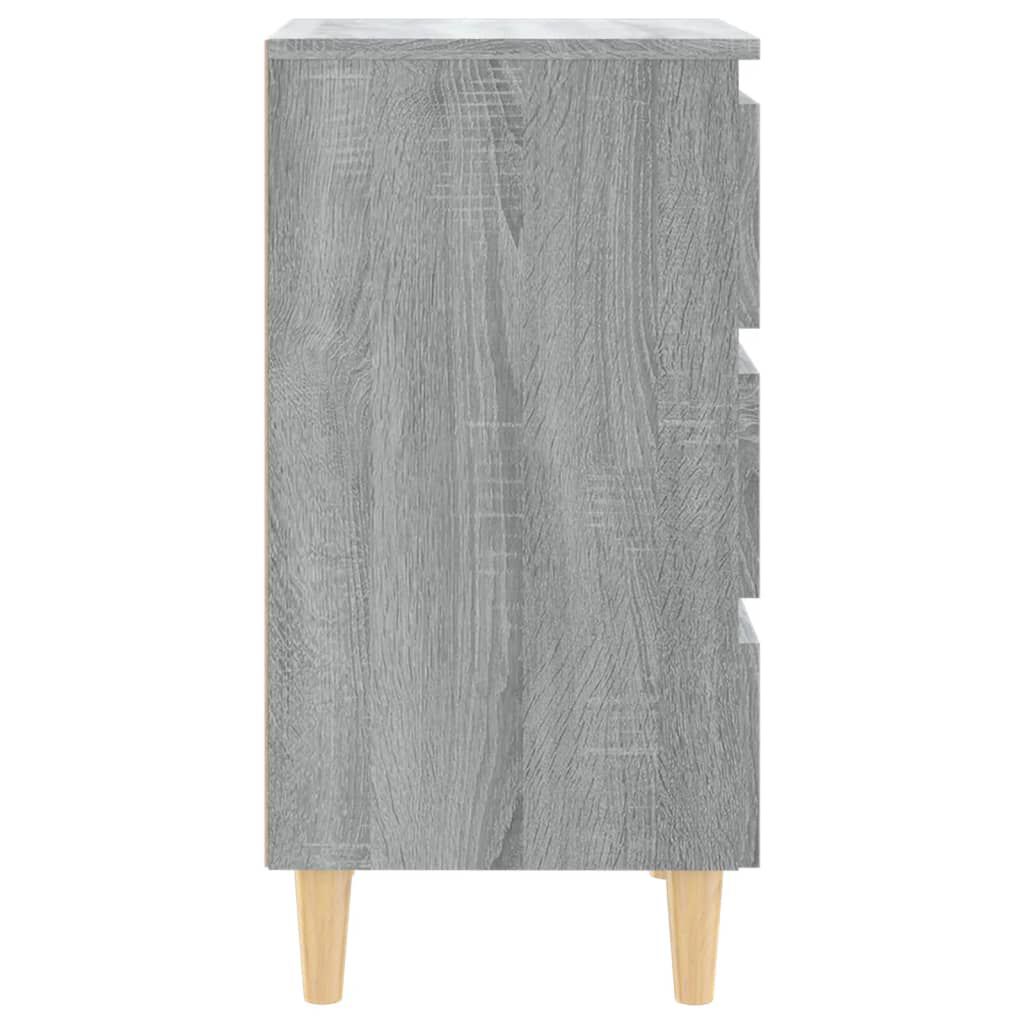 vidaXL Κομοδίνο Γκρι Sonoma 40 x 35 x 69 εκ. με Μασίφ Ξύλινα Πόδια