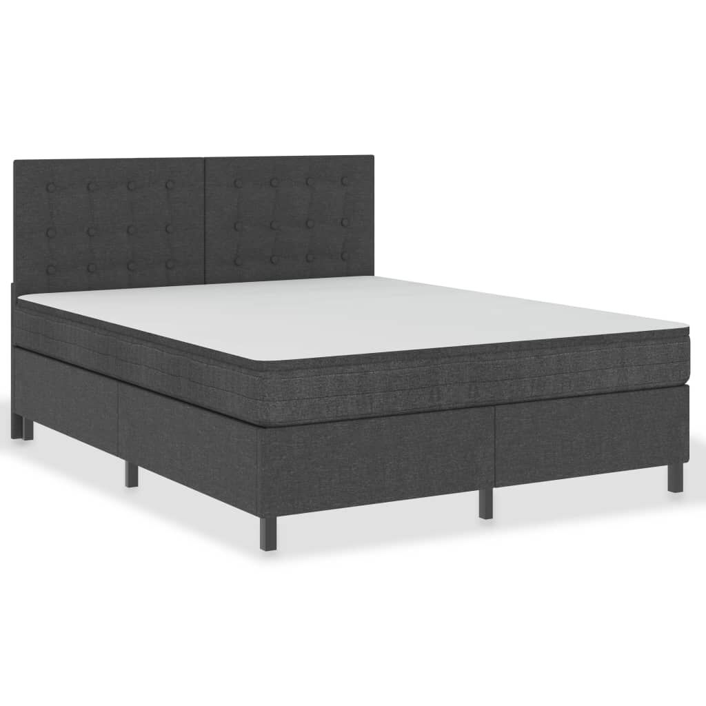 vidaXL Κρεβάτι Boxspring Σκούρο Γκρι 160 x 200 εκ. Υφασμάτινο