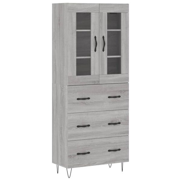 vidaXL Ντουλάπι Γκρι Sonoma 69,5 x 34 x 180 εκ. Επεξεργασμένο Ξύλο