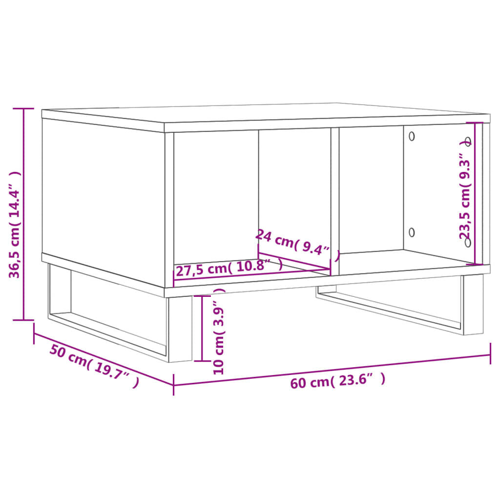 vidaXL Τραπεζάκι Σαλονιού Sonoma Δρυς 60x50x36,5εκ. Επεξεργασμένο Ξύλο