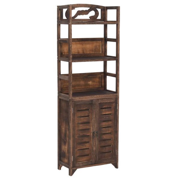 vidaXL Ντουλάπι Βιτρίνα Σκούρο Καφέ 46x24x140 εκ. Μασίφ Ξύλο Παυλώνιας
