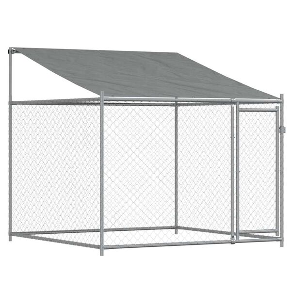 vidaXL Κλουβί Σκύλου με Οροφή και Πόρτες Γκρι 2x2x2 μ. Γαλβ. Χάλυβας