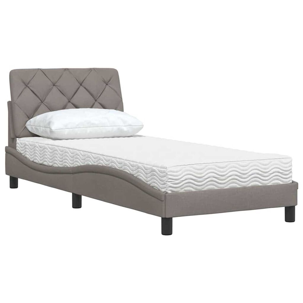 vidaXL Κρεβάτι με Στρώμα Taupe 80x200 εκ. Υφασμάτινο