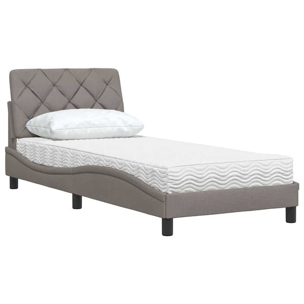 vidaXL Κρεβάτι με Στρώμα Taupe 80x200 εκ. Υφασμάτινο
