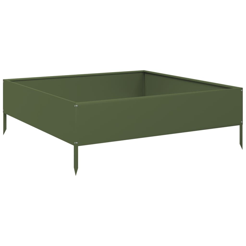 vidaXL Ζαρντινιέρα Υπερυψωμένη Λαδί 100x100x33,5 εκ. Ατσάλι