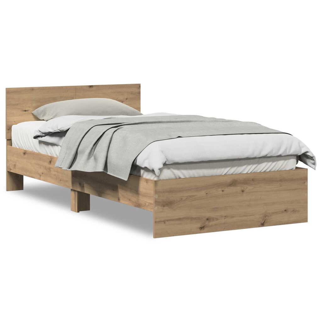 vidaXL Κρεβάτι με Κεφαλάρι Artisan Oak 100 x 200 cm Στερεό Ξύλο Δρυός