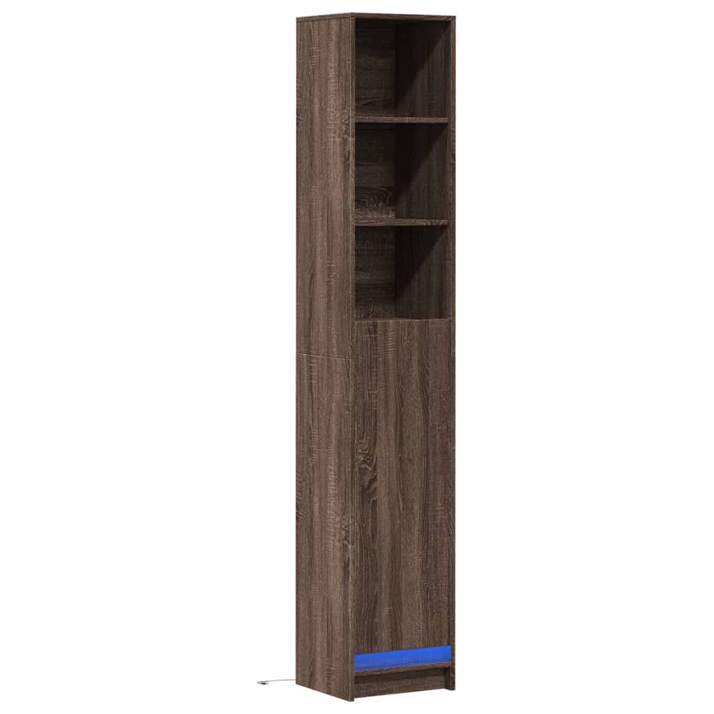 vidaXL Ντουλάπι με Φώτα LED Καφέ Δρυς 36x32,5x200 εκ. Επεξ. Ξύλο