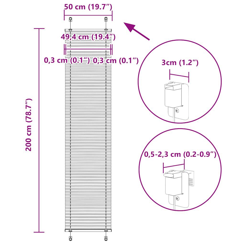 vidaXL Πλισέ περσίδα Ανθρακί 50x200 cm Πλάτος υφάσματος 49,4 cm