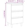 vidaXL Κομοδίνο Γκρι Σκυροδέματος 40 x 35 x 69 εκ. Μασίφ Ξύλινα Πόδια