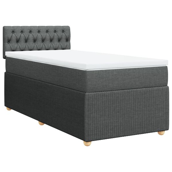 vidaXL Κρεβάτι Boxspring με Στρώμα Σκούρο Γκρι 90x200 εκ. Υφασμάτινο