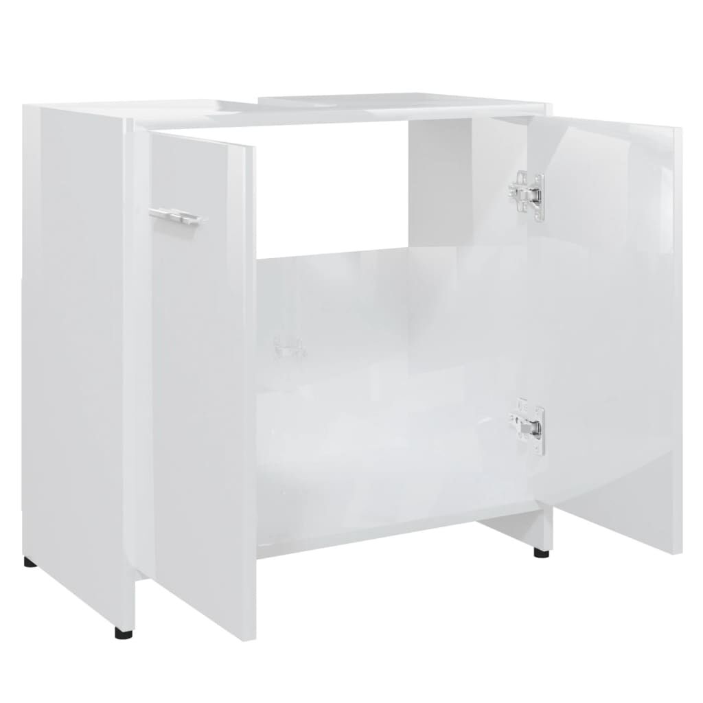 vidaXL Ντουλάπι Νιπτήρα Γυαλιστερό Λευκό 60 x 33 x 61 εκ. Επεξ. Ξύλο
