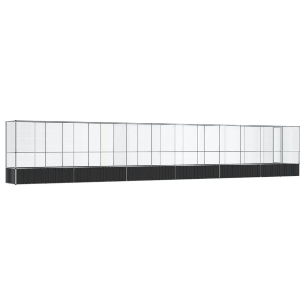 vidaXL Κλουβί με Επέκταση Ασημένιο 1250,5x107x212 εκ. Ατσάλινο