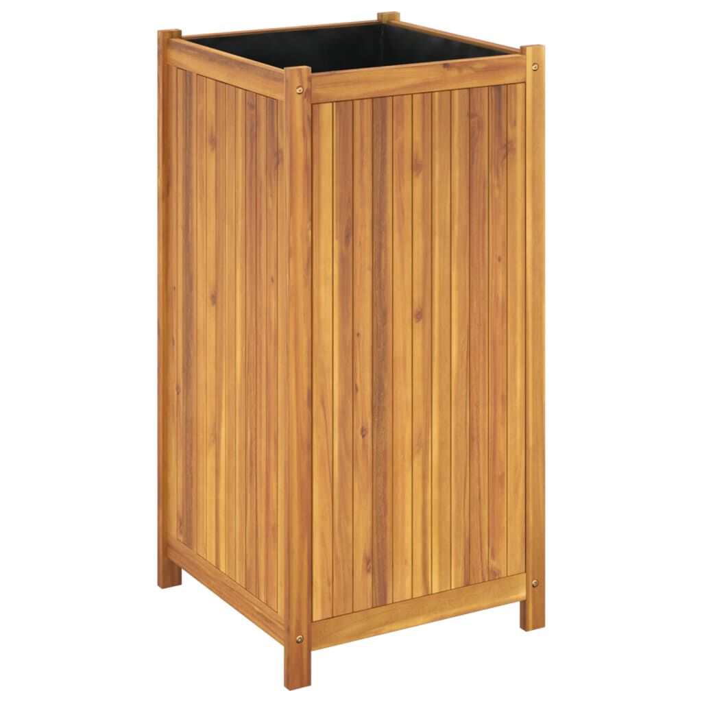 vidaXL Ζαρντινιέρα Κήπου με Επένδυση 50x50x100 εκ. Μασίφ Ξύλο Ακακίας