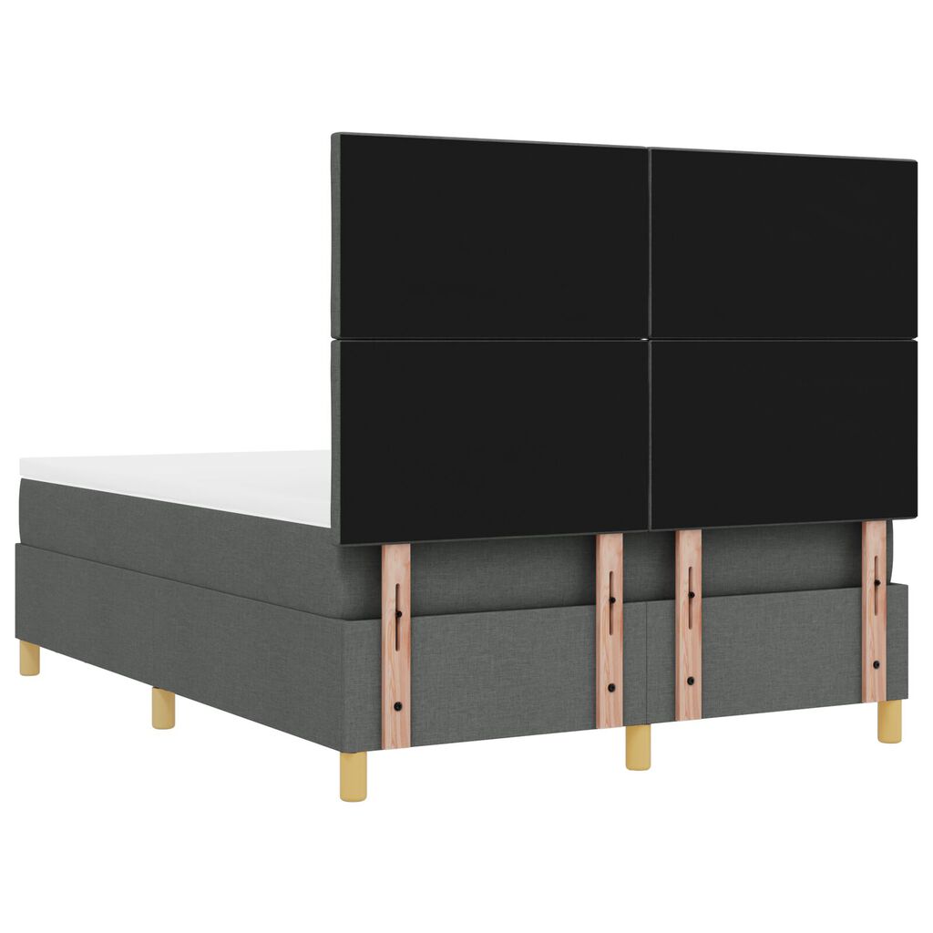 vidaXL Box Spring Κρεβάτι με Στρώμα & Παγκάκι Σκούρο Γκρι 140x200 cm Ύφασμα