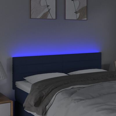 vidaXL Κεφαλάρι Κρεβατιού LED Μπλε 144x5x78/88 εκ. Υφασμάτινο