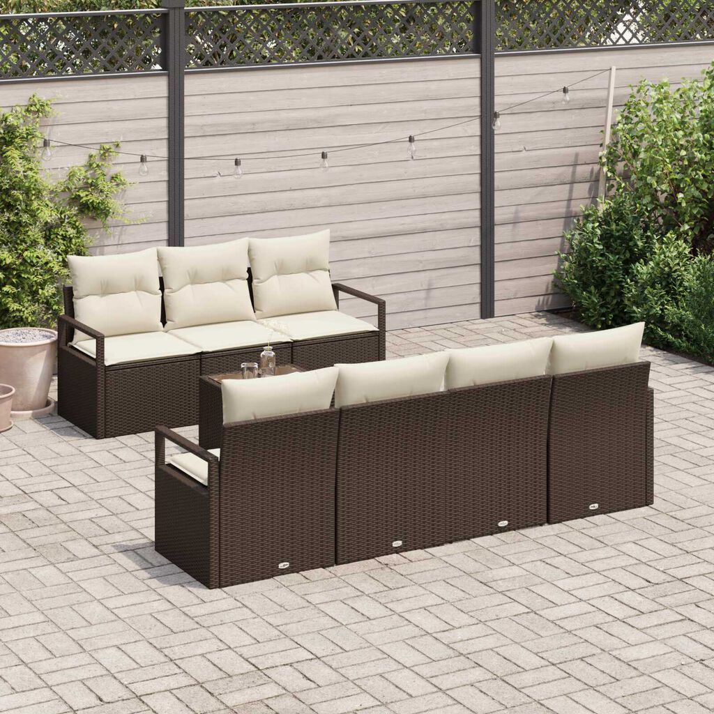 vidaXL Σετ Καναπέ Κήπου 8 pcs Καφέ και Κρέμα 55 x 55 x 37 εκ