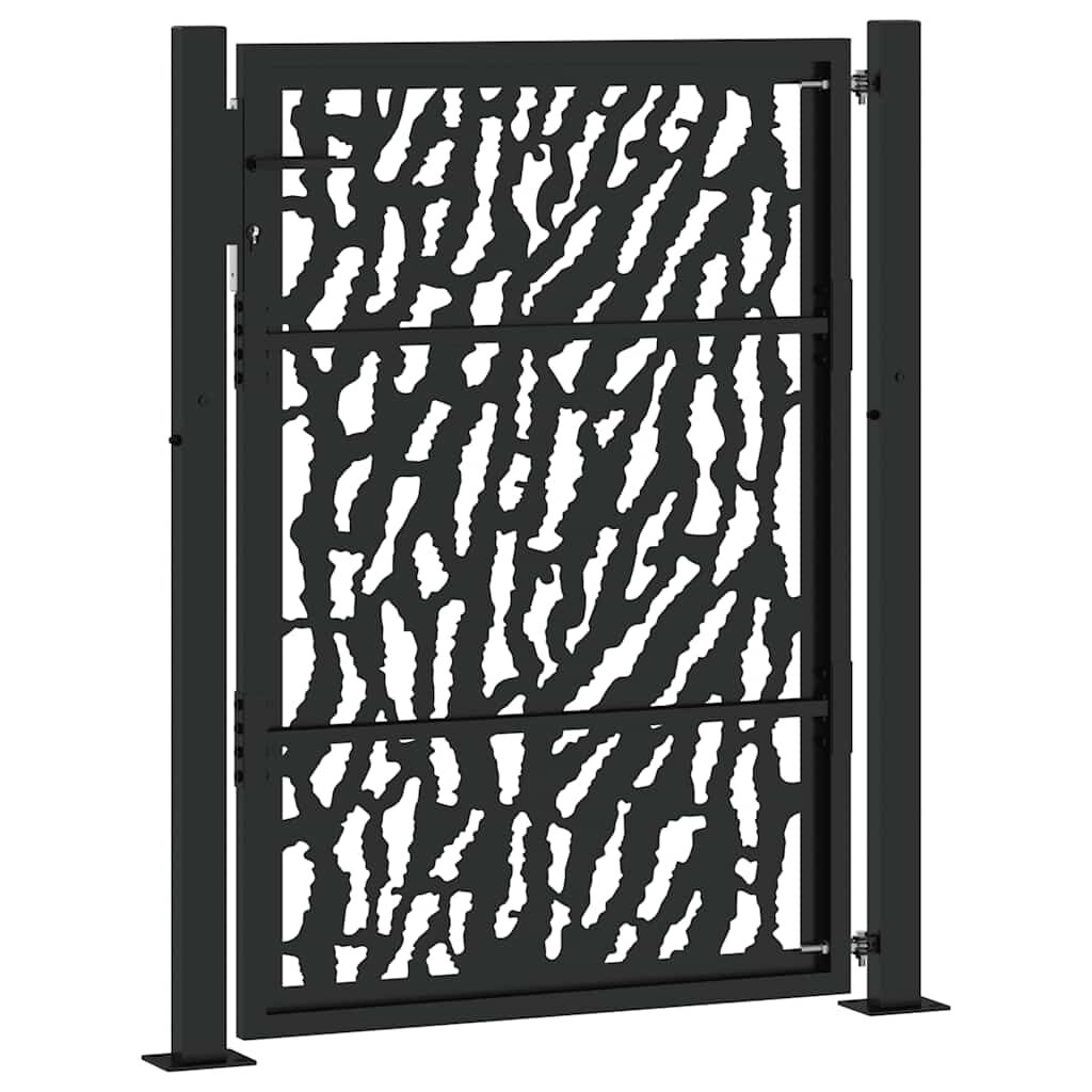 vidaXL Πύλη κήπου Μαύρη 105x130 cm Ατσάλινη σχεδίαση ίχνους