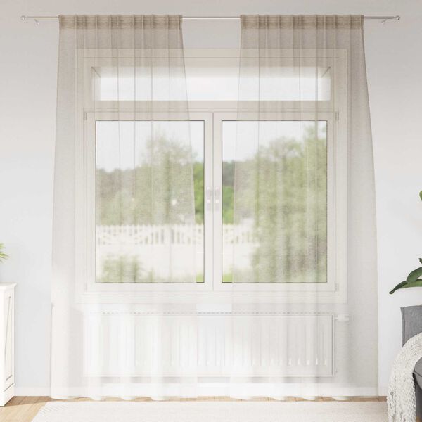 vidaXL Κουρτίνες με κουρτίνες 2 pcs Άμμος 140 x 225 cm Πολυεστέρας