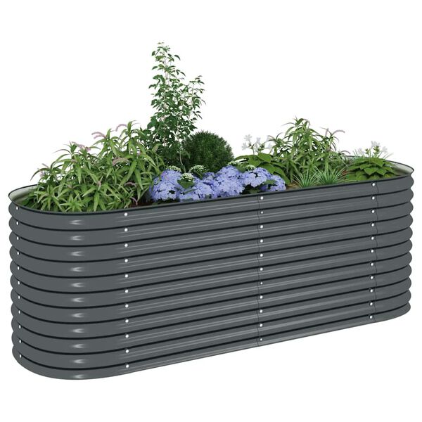 vidaXL Ζαρντινιέρα Υπερυψωμένη Γκρι 240x80x81 εκ. Γαλβανισμ. Χάλυβας