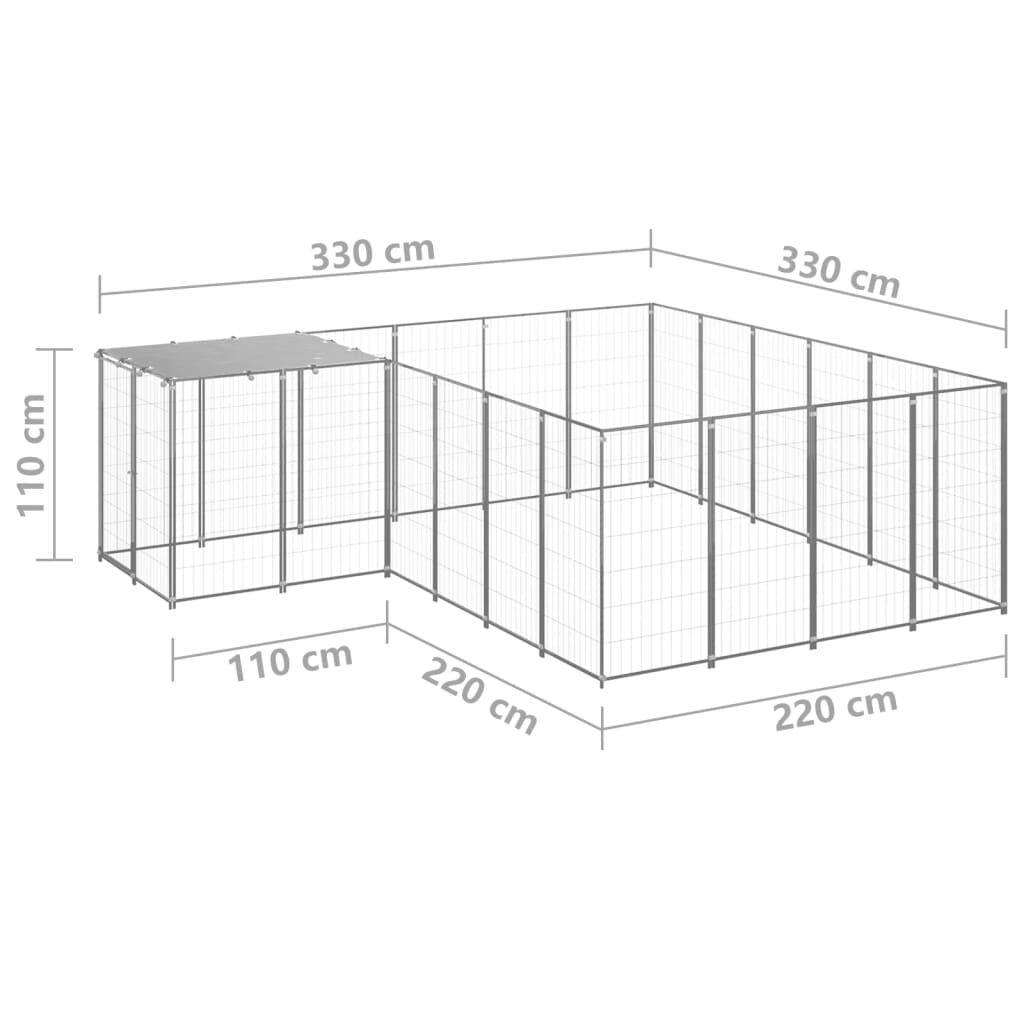 vidaXL Σπιτάκι Σκύλου Ασημί 8,47 μ² Ατσάλινο