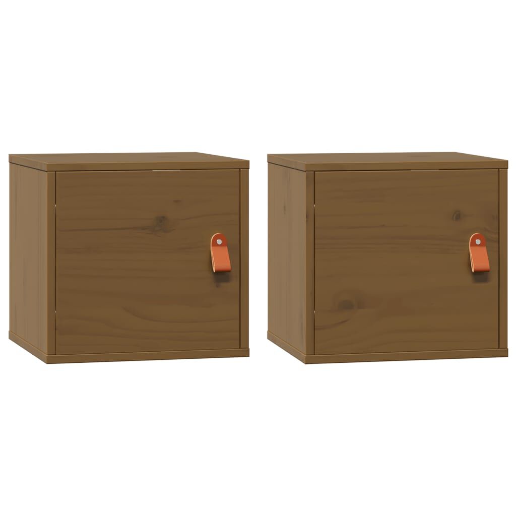 vidaXL Ντουλάπια Τοίχου 2 τεμ.Καφέ μελί31,5x30x30εκ. Μασίφ Ξύλο Πεύκου