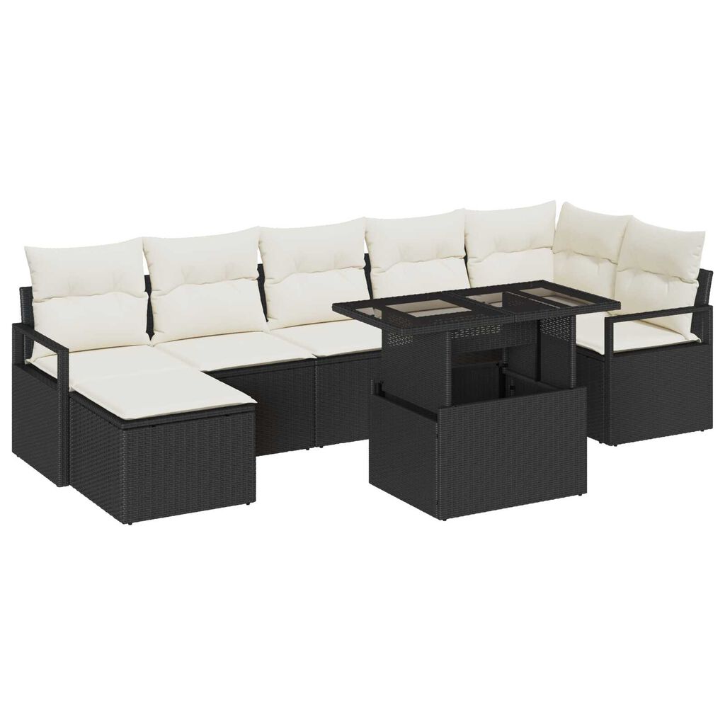 vidaXL Σετ Καναπέ Κήπου με μαξιλάρι 8 pcs Μαύρο και κρεμ