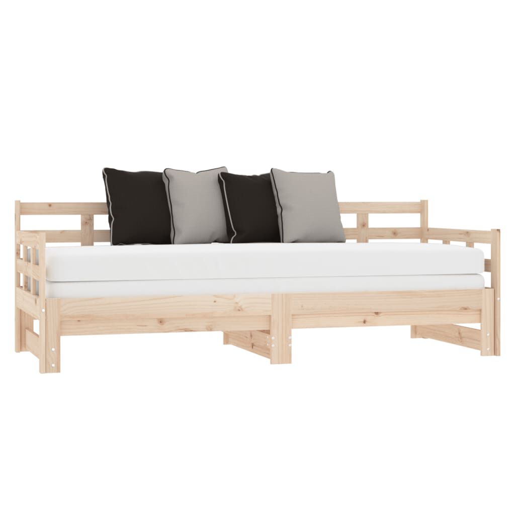 vidaXL Καναπές Κρεβάτι Συρόμενος 2x(90x190) εκ. από Μασίφ Ξύλο Πεύκου