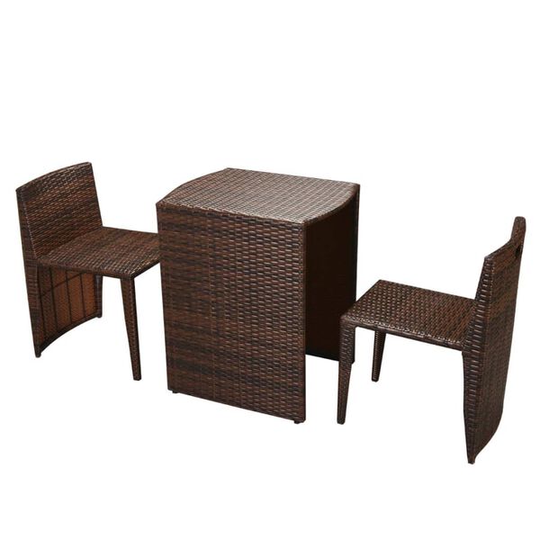 vidaXL Σετ Επίπλων Bistro 3 Τεμαχίων Καφέ από Συνθ. Ρατάν με Μαξιλάρια