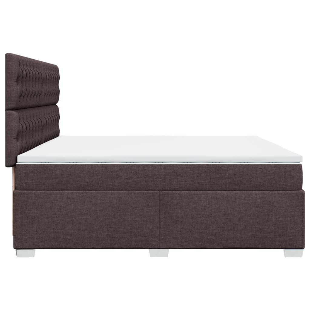 vidaXL Κρεβάτι Boxspring με Στρώμα Σκούρο Καφέ 200x200 εκ. Υφασμάτινο