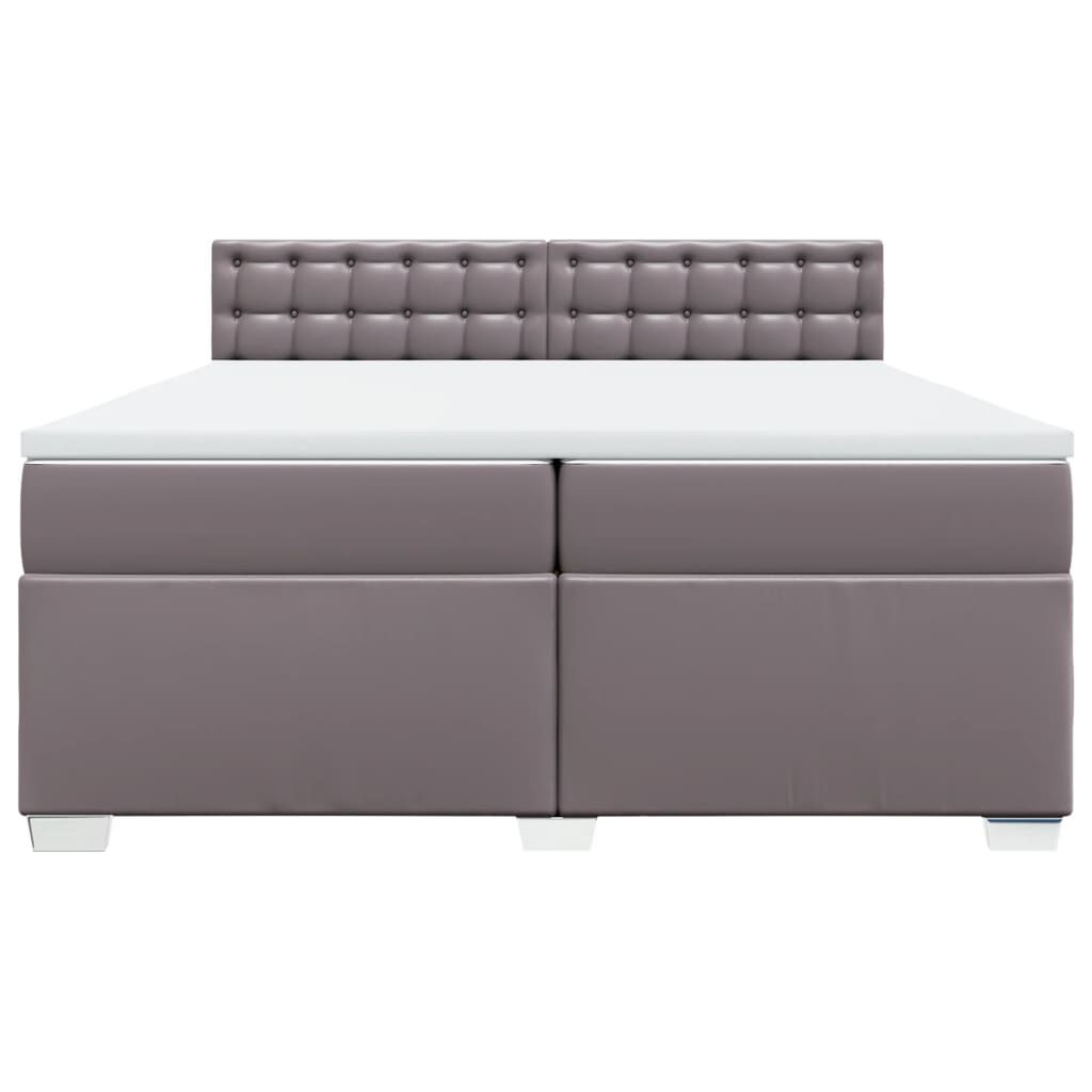 vidaXL Κρεβάτι Boxspring με Στρώμα Γκρι 200x200 εκ. Συνθετικό Δέρμα