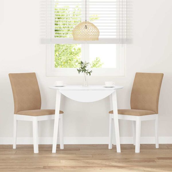 vidaXL Καρέκλες τραπεζαρίας με μαξιλάρια 2 τεμάχια Λευκό μασίφ ξύλο