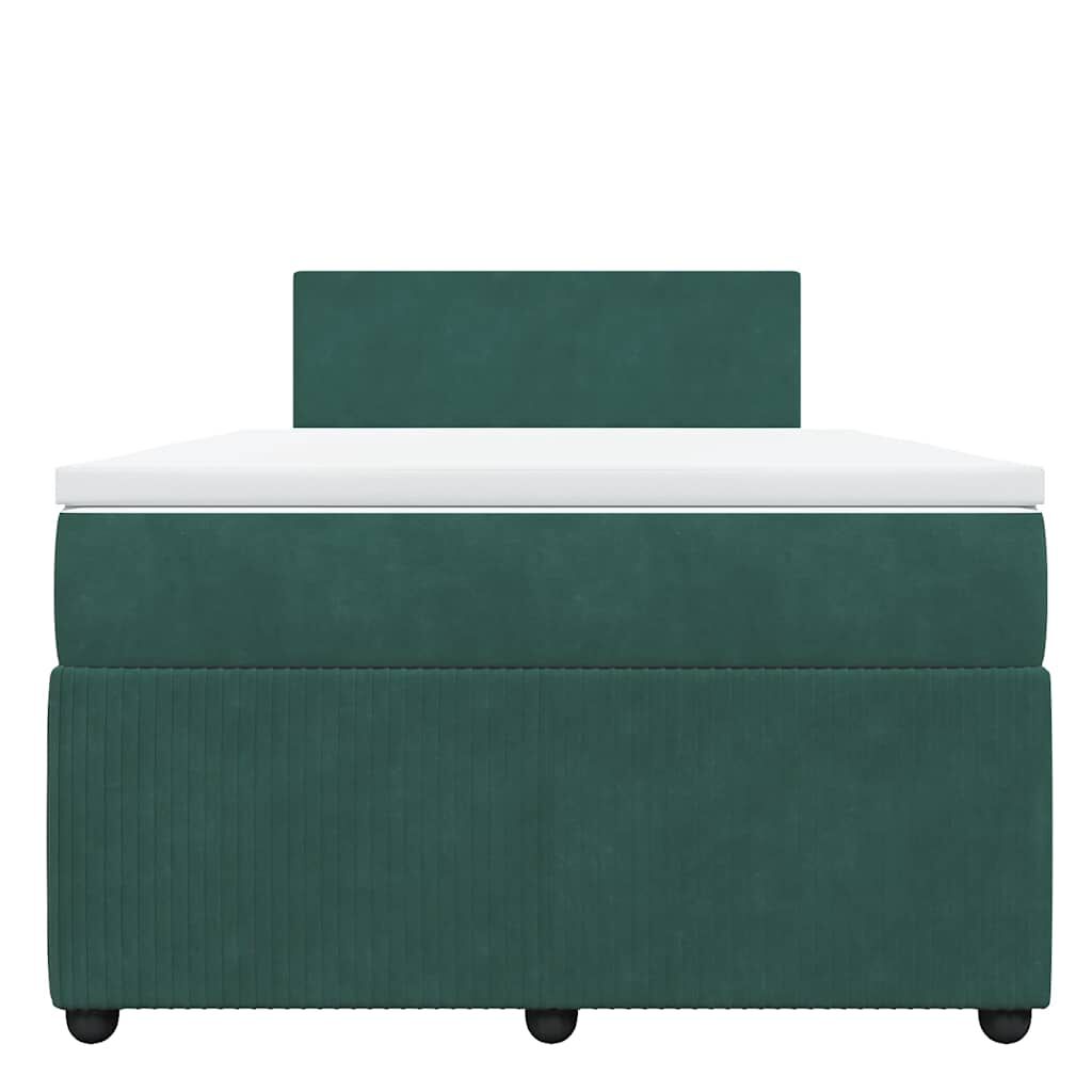 vidaXL Κρεβάτι Boxspring με Στρώμα Σκούρο Πράσινο 120x200εκ. Βελούδινο