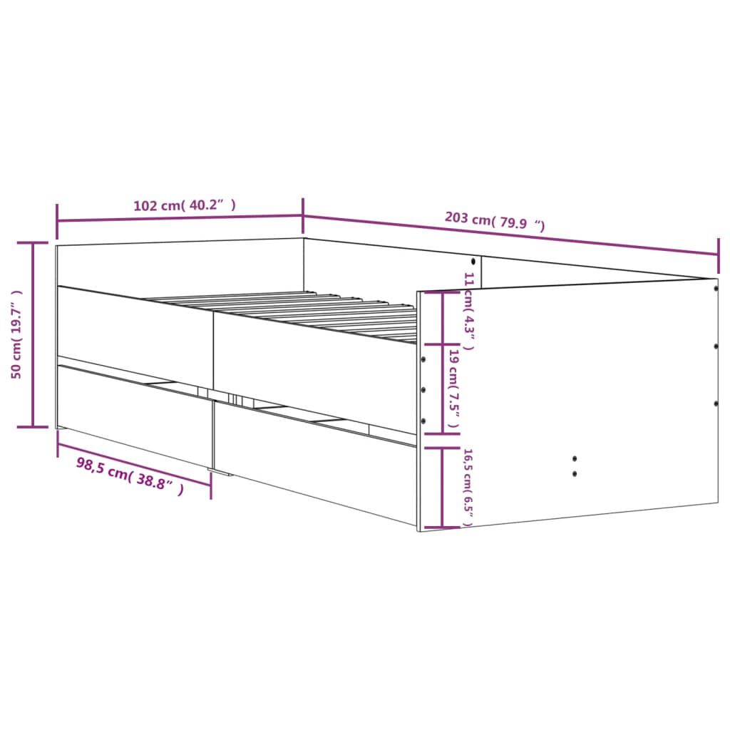 vidaXL Πλαίσιο Κρεβατιού με Συρτάρια Sonoma δρυς 100x200 εκ.