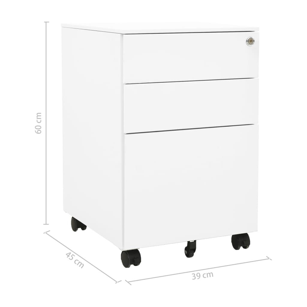 vidaXL Αρχειοθήκη Φορητή Λευκή 39 x 45 x 60 εκ. Ατσάλινη