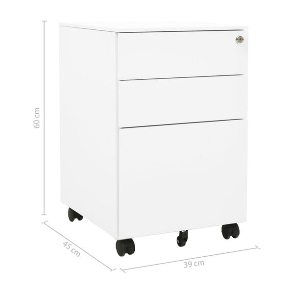 vidaXL Αρχειοθήκη Φορητή Λευκή 39 x 45 x 60 εκ. Ατσάλινη