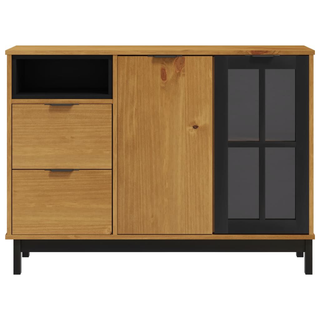 vidaXL Μπουφές FLAM 110x40x80εκ. από Μασίφ Ξύλο Πεύκο με Γυάλινη Πόρτα