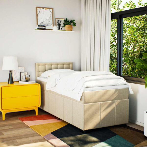 vidaXL &Kappa;&rho;&epsilon;&beta;ά&tau;&iota; Boxspring &mu;&epsilon; &Sigma;&tau;&rho;ώ&mu;&alpha; &Kappa;&rho;&epsilon;&mu; 90x200 &epsilon;&kappa;.&Upsilon;&phi;&alpha;&sigma;&mu;ά&tau;&iota;&nu;&omicron;