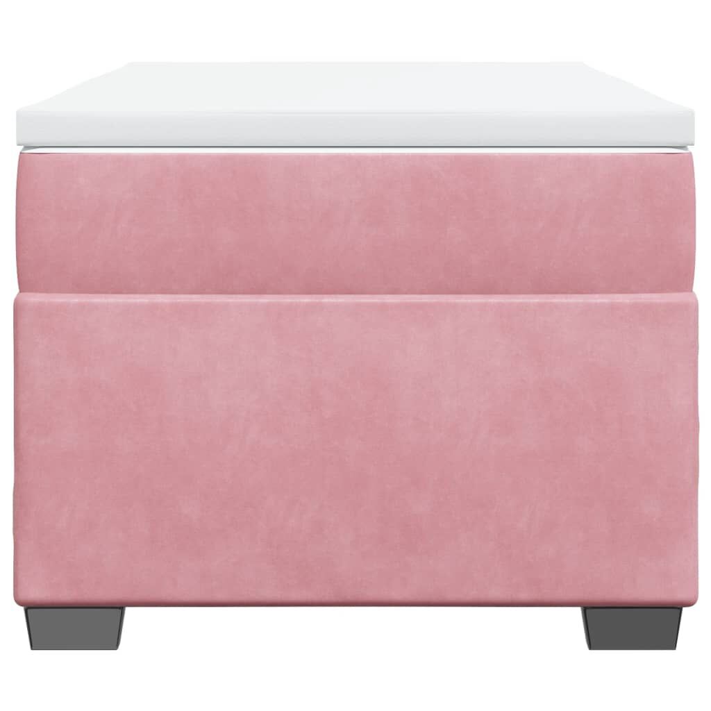 vidaXL Κρεβάτι Boxspring με Στρώμα Ροζ 100x200 εκ. Βελούδινο