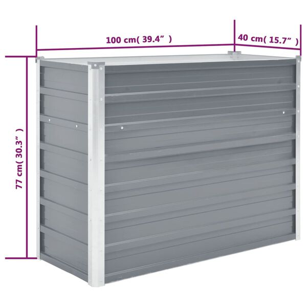 vidaXL Ζαρντινιέρα Υπερυψωμένη Γκρι 100x40x77 εκ. Γαλβανισμ. Χάλυβας